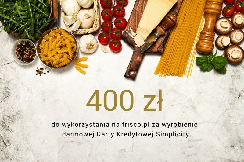 [PROMOCJA ZAKOŃCZONA] Voucher 400 zł do wydania na frisco.pl, za wyrobienie darmowej Karty Kredytowej Simplicity